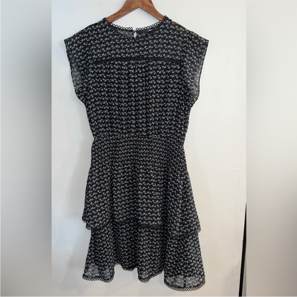 Aqua Black and White Ruffled Tiered Sundress